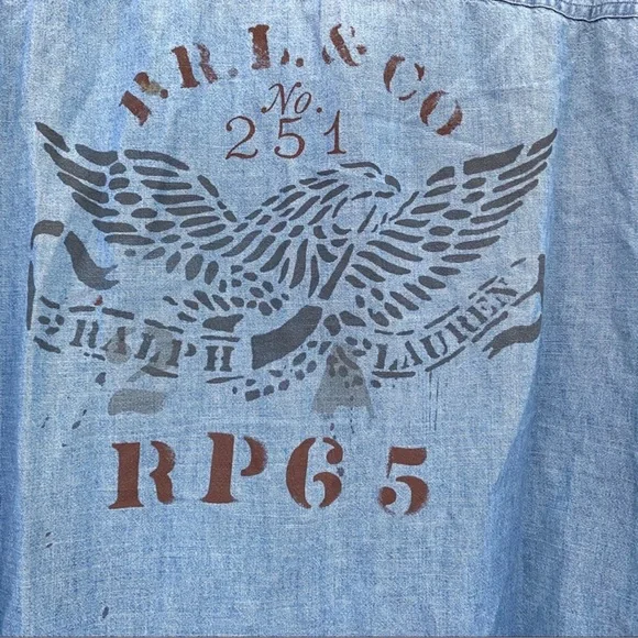 POLO RALPH LAUREN denim jean shirt button down chambray Mens unisex women's blue - Picture 5 of 8